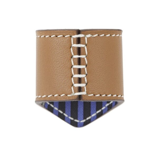 HERMES ScarfRing Porte Bonheur Lambskin/Silk100% Maron Halzan - Picture 3 of 7